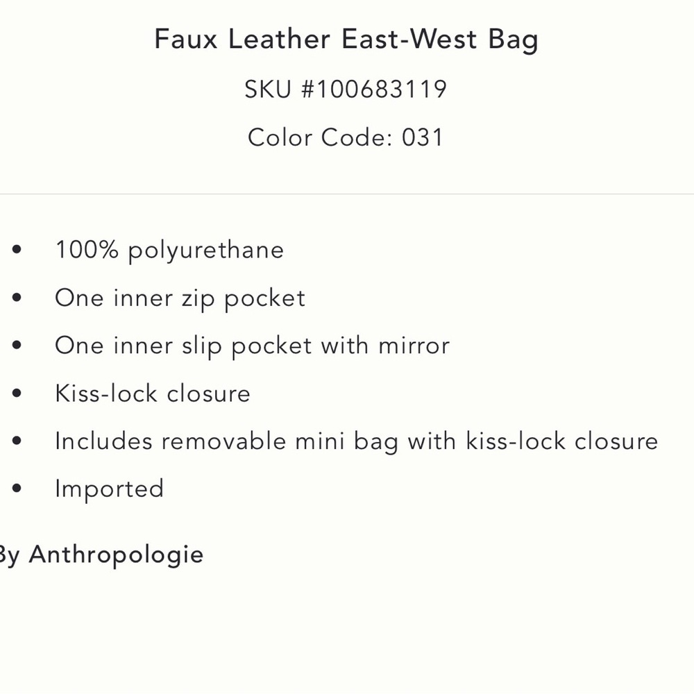 NWT new Anthropologie faux leather east west bag purse moss Green olive + mini - Picture 4 of 16